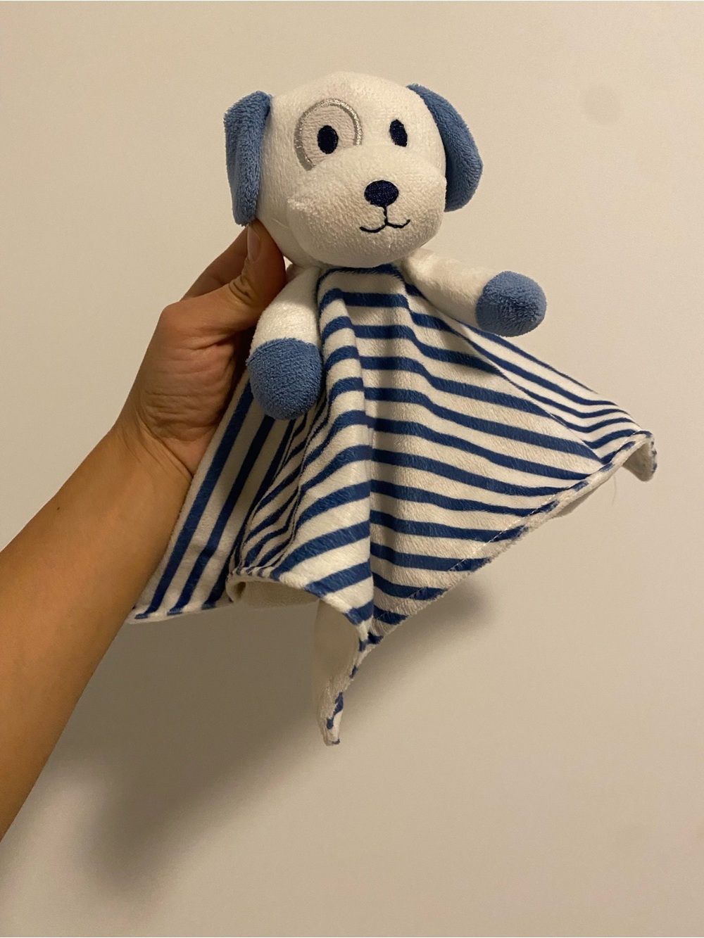 Kidgets Blue & White Striped Puppy Lovey  - Security blanket